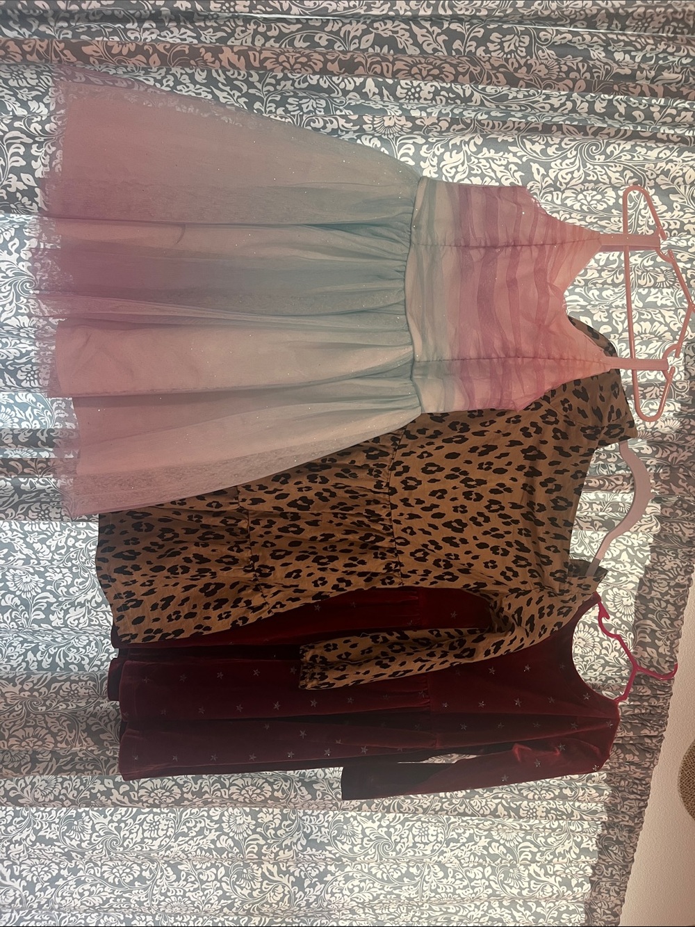 Girls Ombre Two-Tone Tulle Party Dress in Pink and Light Blue
